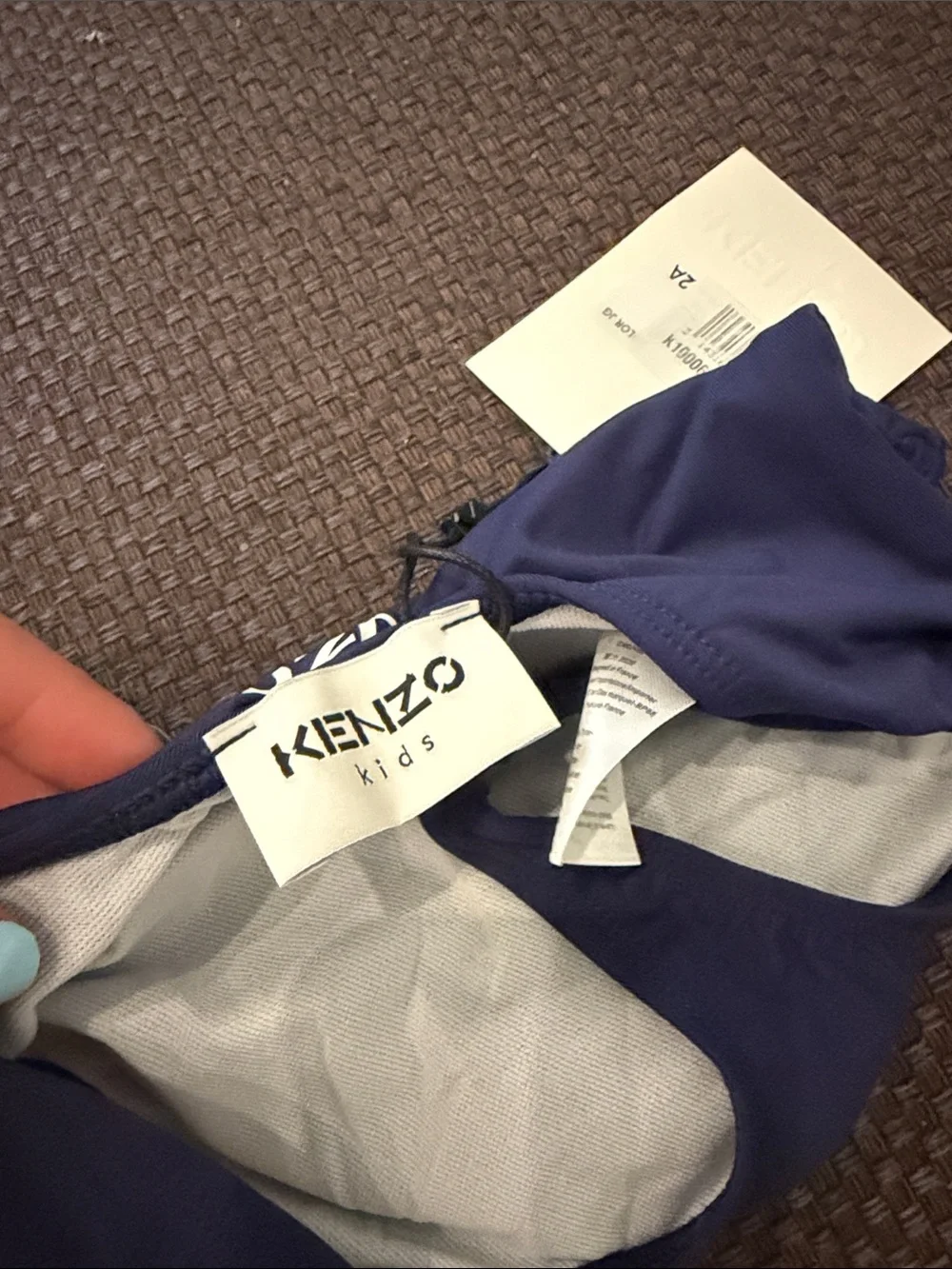 Kenzo Navy Blue Kids One-Piece Swimsuit with White K Logo